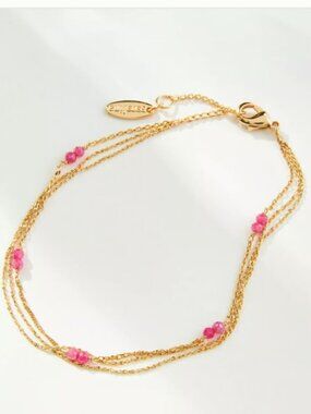 Anthropologie Delicate Double Bead Chain Bracelet NWT